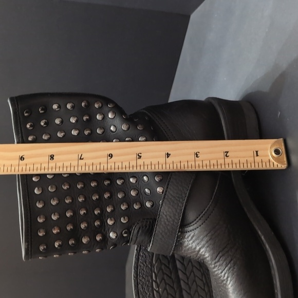 Simona Barbieri Twin-Set Women's Black Leather Studded Biker Boots Size 37. - Picture 14 of 14